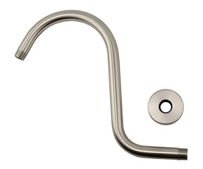 Purelux Goose Neck Shower Arm Water Outlet PJ1202 Made of Stainless Steel, Brushed Nickel Finish Showerhead Extension - color: S- Brushed Nickel