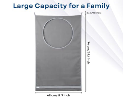 Hanging Laundry Hamper Bag, 29.1x19.3 Inch Over Door Laundry Hamper for Bathroom Bedroom Clothes Storage Organizer Gray