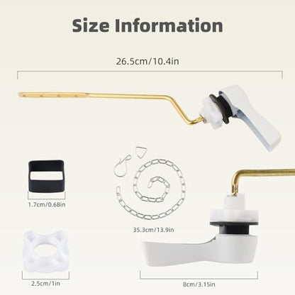 Universal Metal Toilet Handle Lever Replacement, Side/Angle Mount, White | Solid Brass Toilet Flush Handle Compatible with Kohler/American Standard/ TOTO/Gerber, Stainless Steel Chain, Easy to Install - color: White, style: Side Mount Design