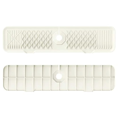 24 Inch Faucet Mat for Kitchen Sink Silicone Sink Splash Guard 5° Slope Faucet Draining Mat Dish Soap Sponge Holder Around Faucet Bathroom Gadgets Sink Accessories Drying Mats Organizer, Beige - color: Beige