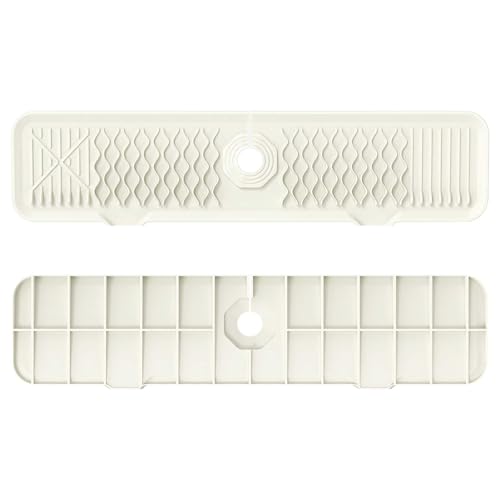 24 Inch Faucet Mat for Kitchen Sink Silicone Sink Splash Guard 5° Slope Faucet Draining Mat Dish Soap Sponge Holder Around Faucet Bathroom Gadgets Sink Accessories Drying Mats Organizer, Beige - color: Beige