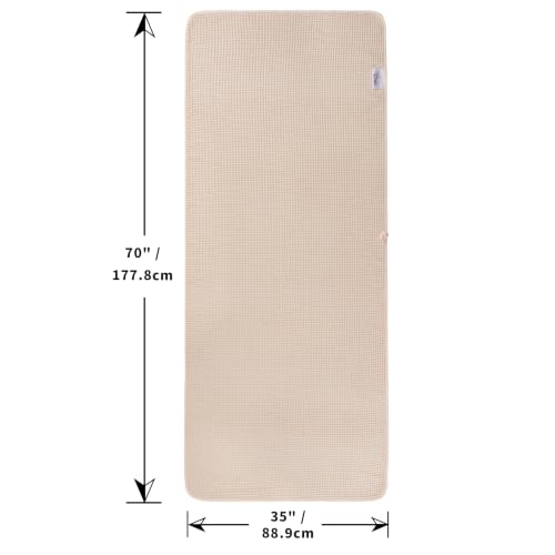 POLYTE 430 GSM Poly Blend Microfiber Waffle Bath Sheet XL Set, 35x70 in | 2 Pack, Oversize, Lint Free, Quick Dry - color: Light Beige, size: 35 x 70 in