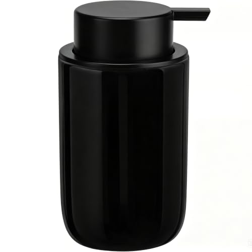 Soap Liquid Dispenser Ceramic with Easy-to-Press Pump Hand Liquid Dispenser for Shampoo Bathroom Countertop 13.5 oz - color: Liquid-shinyblack