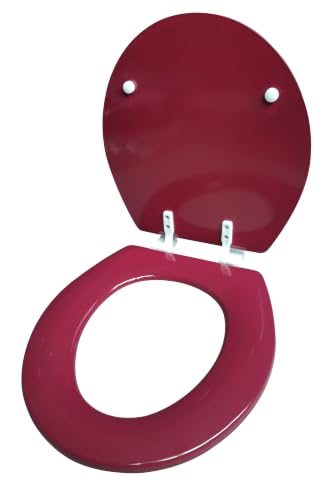 American Dream 17" MDF Toilet Seat – Burgundy Finish, Durable Medium-Density Fiberboard Construction with Easy-Install Hardware and Standard Round Fit - color: Burgundy