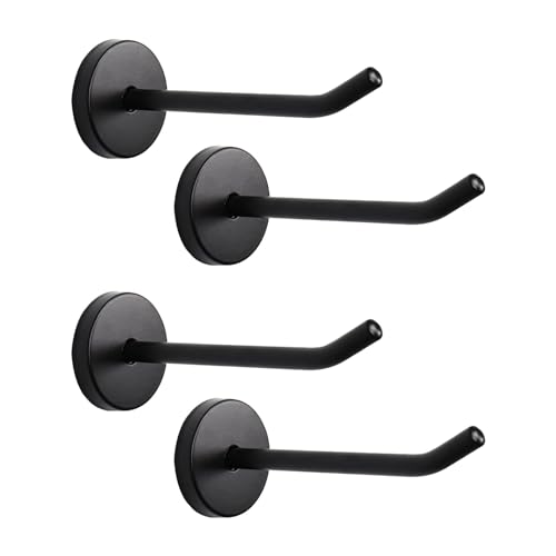 Coat Hook Towel Hooks Stainless Steel Wall Hooks, 4-inch Long, Black -4pcs | Rannb Heavy Duty Wall Mount Towel Holders for Bedroom Kitchen Closet, Brushed Surface - size: 4 inch Length - Pack of 4