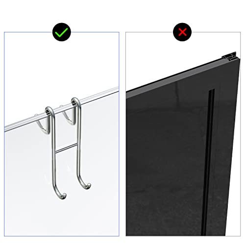 Over Shower Glass Door Hook, 2 Pack Silver 304 Stainless Steel Extended Shower Door Hooks, Bathroom Frameless Drilling-Free Hanger, Double Side Towel Hooks, for Bathing Suits, Robe, Loofah, Shaver - color: Silver