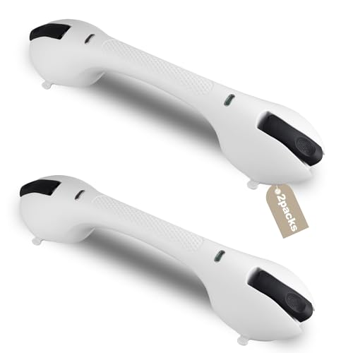 Shower Grab Bar 2 PCS Suction Grab Bars for Bathtubs and Showers, Shower Handle Removable Shower Handrails for Kids, Bathroom Safety Grip Waterproof(White) - color: White-