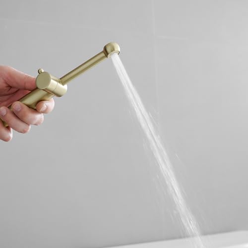 Brushed Gold Bidet Sprayer Set,Handheld Sprayer Set for Toilet | Adjustable Water Pressure,Solid Brass,Multi-use Sprayer for Feminine Care,Cloth Diaper & Pet Washing - color: Gold