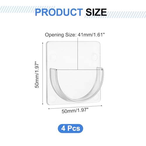 uxcell 4 Pack Shower Rod Holder, 1.61 Inch Adhesive Shower Curtain Rod Holder No Drilling Shower Rod Holders for Bathroom Bedroom, Clear(Rod Not Included) - size: 1.61 Inch