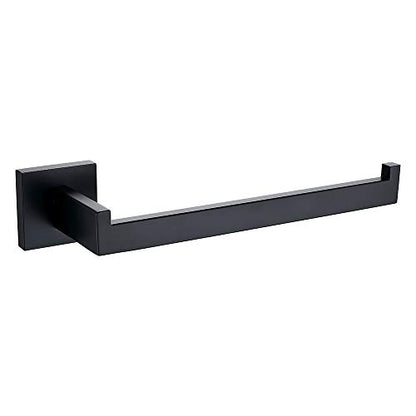 TASTOS Hand Towel Holder Wall Mounted, Square Towel Ring, Matte Black | Stainless Steel Hand Towel Bar for Bathroom and Kitchen, Heavy Duty, Modern design hand Towel Rack, Screw-In, Square Base - color: Matte Black