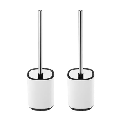 Toilet Brush and Holder Set Toilet Bowl Brush Stainless Steel Automatic Open lid Toilet Bowl Cleaner Brush Set Toilet Scrubber Kit Toilet Cleaning Brush for Bathroom - color: White