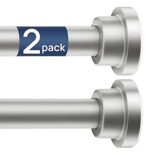 ENJOYBASICS 2 Pack Tension Curtain Rod, 32-78" Adjustable, Stable, Nickel | Secure Hold with Strong Spring & Non-Slip Ends, No-Drill, No Tools, Sag-Resistant, Waterproof, Fits Windows, Showers & Closet - color: Nickel, size: 32-78"