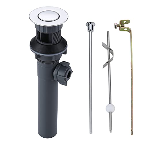 WOWOW Pop Up Drain Assembly with Lift Rod and Overflow Drain Stopper Assembly for Bathroom Faucet,Chrome - color: Chrome, style: Style B: lift rod drain