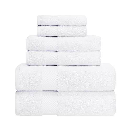 Zero-Twist Towel Collection, Luxurious Cotton Oversized 6-Piece Towel Set, Bath Towel 30" x 54", Hand Towel 16" x 30", Face Towel 13" x 13", Absorbent and Fast-Drying, White by Blue Nile Mills - color: White, size: 6 Piece Towel Set