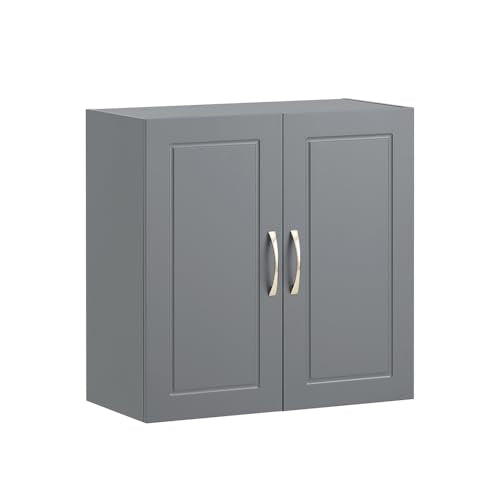 Haotian Wall Cabinet, Bathroom Storage, 23.6 x 11.8 x 23.6 in, MDF, Grey | Neutral Floating Wall Storage Cabinet With Adjustable Shelf, Versatile Bathroom Cabinet For Multi-Room Storage, FRG231-DG - color: Grey (Standerd)