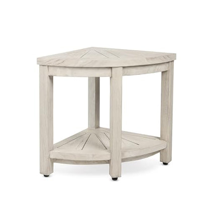 TeakCraft Gray Teak Shower Bench Seat for Bathroom - Waterproof Shower Stool - Fully Assembled, Rustic Gray Finish, The Cosima