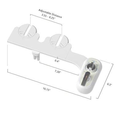 Left Handed Bidet Attachment for Toilet - Self-Cleaning control panel on left side Dual Nozzle (Frontal & Rear Wash) Non-Electric Adjustable Water Pressure, Water Bidet Toilet Seat Attachment - color: Silver handle