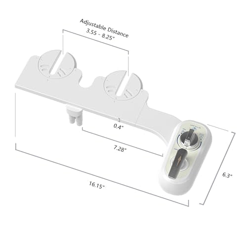 Left Handed Bidet Attachment for Toilet - Left Handed Bidet Non-Electric,Self-Cleaning,Adjustable Water Pressure,Retractable Dual Nozzles for Frontal & Rear Wash,Lever Control