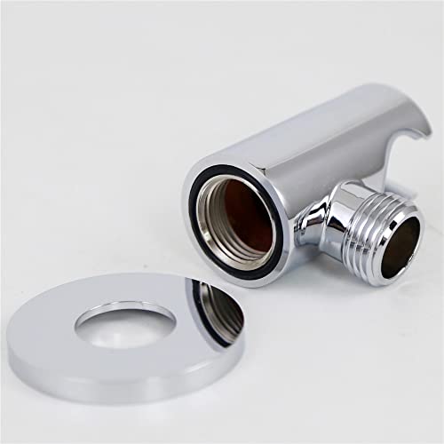 Hand Held Shower Head Holder Hose Connector Shower Wand Holder Wall Mount Handheld Shower Handle Sprayer Holder Shower Hose Adapter Shower Elbow with Spray Head Bracket 1/2 NPT Female Thread Chrome - color: Chrome