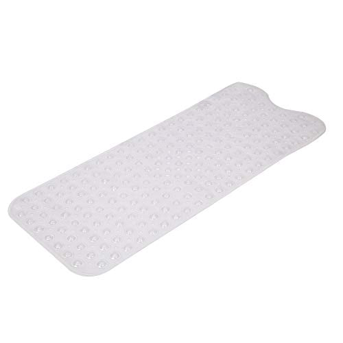 Bath Tub Shower Mat 39 x 15 Inch Non-Slip and Extra Large, Bathtub Mat with Suction Cups, Machine Washable Bathroom Mats with Drain Holes (Transparent)