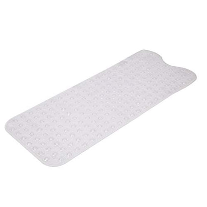 Bath Tub Shower Mat 39 x 15 Inch Non-Slip and Extra Large, Bathtub Mat with Suction Cups, Machine Washable Bathroom Mats with Drain Holes (Transparent)