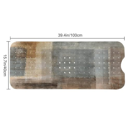 LNOND Brown Grey Bathtub Mat Non Slip, 40 X 16 Inch Tub Mat for Bathroom, Abstract Art Bath Tub Shower Mat with Drain Holes and Suction Cups - color: Brown Grey Abstract