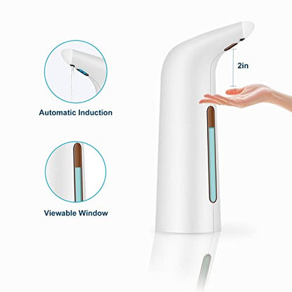 Automatic Soap Dispenser Touchless White Battery Powered | Sensitive Automatic Induction Pump Transparent Liquid Window IPX6 Waterproof for Home And Commercial Space Use - color: White