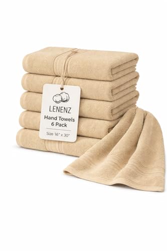 Premium Hand Towels - 4 Pack Absorbent Cotton Hand Towels for Bathroom, Kitchen, Gym, Spa - Soft, Quick-Dry, and Durable Hand Towels Set 16x30'' (Beige) - color: Beige, size: Hand Towels (16”x30”) Pack of 6