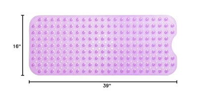 Extra-Long Non-Slip Bathtub & Shower Mat 39”x16” (Smooth/Non-Textured Tubs Only) Safe, Clean, Machine-Washable, Superior Grip&Drainage, Vinyl, Transparent Purple - color: Transparent Purple, size: 39" x 16" (Rectangular)
