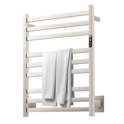 9 Bars Wall Mounted Towel Warmer, Heated Towel Rack for Bathroom, Smart Control with 24-Hour Timer, Plug-in or Hardwired Installation Hot Towel Rack, Stainless Steel Towel Warmer Rack