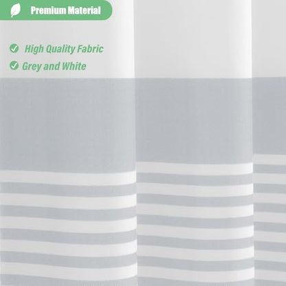 Grey Fabric Shower Curtain, Farmhouse Boho Striped Tassel Shower Curtains for Bathroom, Bohemian Textured Cloth Shower Curtain Set with Hooks, Water Repellent, Wrinkle Free, 72x72 - color: Grey, size: 72"W x 72"L (Pack of 1)