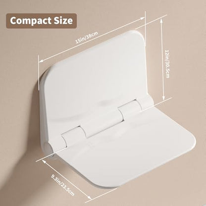Shower Seat Wall Mounted, Folding Shower Seats for Adults, 350 lbs Max Load, Shower Chair Bench with Space-Saving Foldable Design for Women, Adults, Children - size: 15 Inch