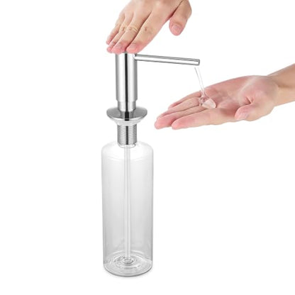 Soap Dispenser for Kitchen Sink, Built in Sink Soap Dispenser, Countertop Dish Soap Dispenser Stainless Steel Pump,Pure Copper Fuselage - color: Clear Glass