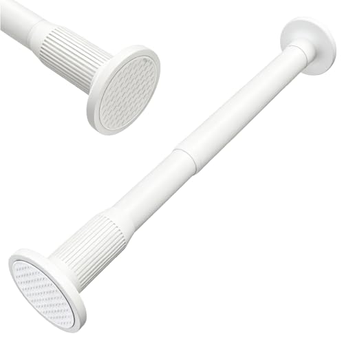 Adjustable Shower Curtain Tension Rod, 27-47 Inch Heavy Duty 1-Inch Diameter, No-Drill Curtain Rod, Rust & Scratch Resistant for Bathroom, Closet, Window & Laundry Room (white) - color: White, size: 27-47"