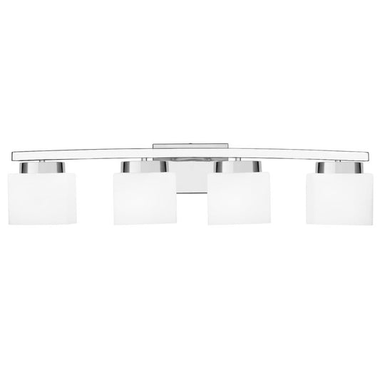 4-Light Modern Chrome Vanity Light Fixture with White Glass Shade for Bathroom Over Mirror, 31.5 Inches - color: ‎Polished Chrome, size: 4-Light