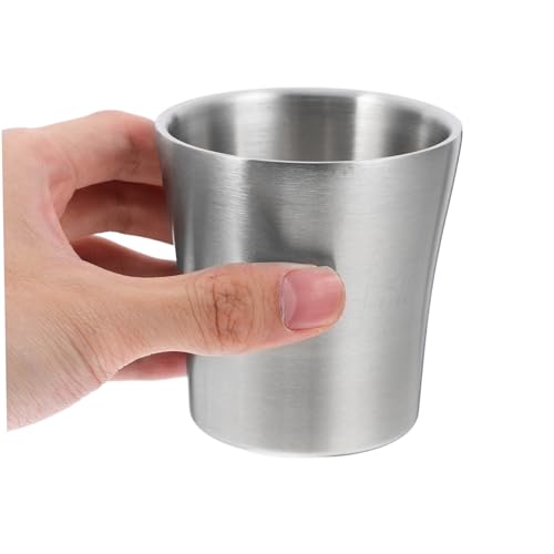 Holibanna Stainless Steel Water Cup Slim Waist Design for Travel and Bathroom Use Versatile Mouth Rinse and Toothbrush Holder Lightweight Metal Tumbler with Ergonomic Grip