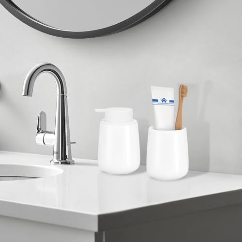 Bathroom Tumbler Cup Ceramic 13.5oz Reusable Toothbrush Cup 400ml,Toothbrush Holder Adequate for Your Bathroom (Shiny White) - color: Shiny White, size: 1pcs