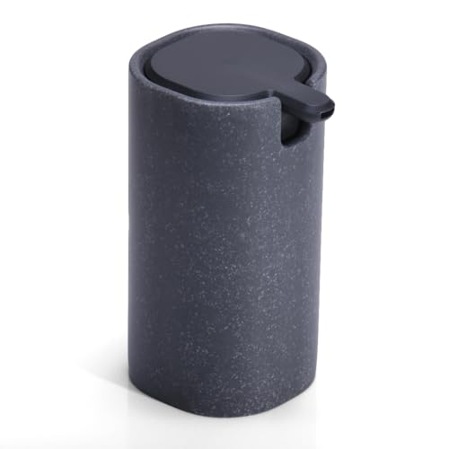 LINE+ARC Modern Easy-to-Press Soap & Lotion Dispenser, Slate | Ergonomic, rust-free liquid pump, cute blue design for marble bathroom sink, kitchen countertop, gray - color: Slate