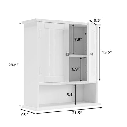 Bathroom Wall Cabinet, Bathroom Cabinet Wall Mount with 2 Doors and Open Shelf, Over The Toilet Wall Storage Cabinet, Bathroom Medicine Cabinet - color: Bathroom Cabinet White