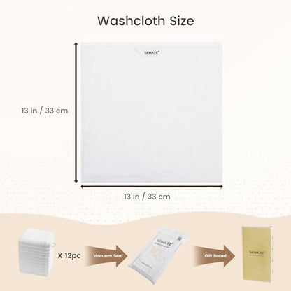12-Pack Cotton Washcloths for Bathroom with Hanging Loops, White | Soft washcloths for face cleansing, shower use, guest bathrooms, and daily wash-day rotation, OEKO-TEX certified, easy care - color: A03: White
