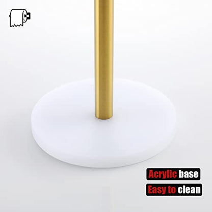 JQK Toilet Paper Storage Stand White Gold, 304 Stainless Steel Tissue Reserve Holder Dispenser for Bathroom, Brushed Gold, TPS180-WG - color: Gold & White Base