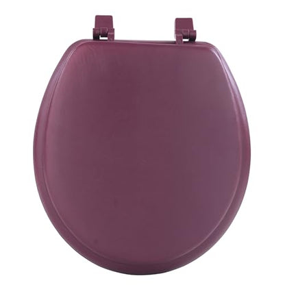 PowerSellerUSA Vinyl Round Soft Toilet Seat, Adjustable Hinges Toilet Seats with Non Slip Grip Tight Bumpers, Standard Heavy Duty Plastic Bathroom Toilet Seat Close Lid Set, Burgundy - color: Burgundy - Vinyl, size: 17" Standard