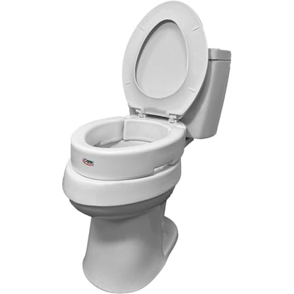 Carex Health Brands Hinged Elongated Toilet Seat Riser, Adds 3.5 Inches of Height to Toilet, 300 Pound Weight Capacity, Raised Toilet Seat, White (FGB32100 0000) - style: Elongated