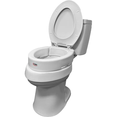 Carex Hinged Round Raised Toilet Seat Riser, Adds 3.5 Inches of Height, 300 lbs Capacity, Elevating and Raising Seat for Elderly and Handicap, Universal, Slip-Resistant, White. - style: Round