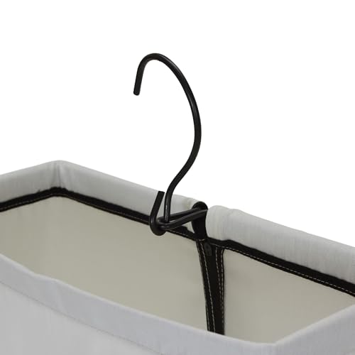 Household Essentials Door Hanging Laundry Bag in Washable Canvas with Loop Handle, White with Black Trim - color: White/Black