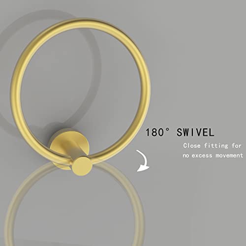 RARXTR Gold Hand Towel Holder for Bathroom Kitchen Towel Ring Modern Rounded Base Wall Mount SUS304 Stainless Steel - color: Gold