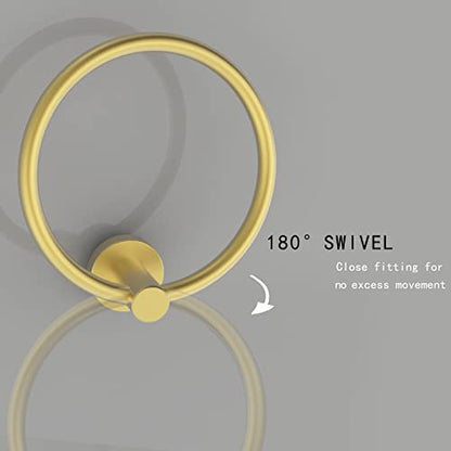 RARXTR Gold Hand Towel Holder for Bathroom Kitchen Towel Ring Modern Rounded Base Wall Mount SUS304 Stainless Steel - color: Gold