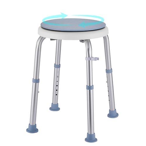 Shower Stool Chair for Inside Shower | Upgrade Small Corner Plastic Stool for Seniors Adult, 360° Swivel Shower Seat Stool for Bathroom (Light-Blue) - color: Light-blue