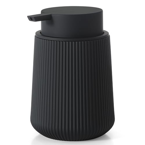 YAUKPH Striped Liquid Hand Soap Dispenser Black | with Leak-Proof Pump for Bathroom and Kitchen Countertop 11oz - color: Black, size: Liquid Dispenser