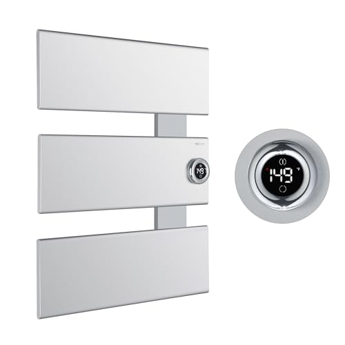 P&Bhusri Electric Heated Towel Rack, Silver Towel Warmer with Adjustable Temperature (98–149°F) and Timer (1-24h, On), Fast Heating and Drying for Bathroom, Memory & Remote Control Compatible - color: Silver, size: 3 Panel